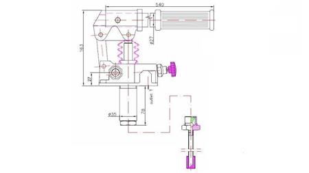 HÅNDPUMPE 12CC -SD- ENKEL RETNING - dimensioner