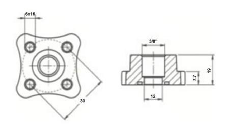 RØRFORBINDELSE 3/8 - RETT FLANGE fi 30