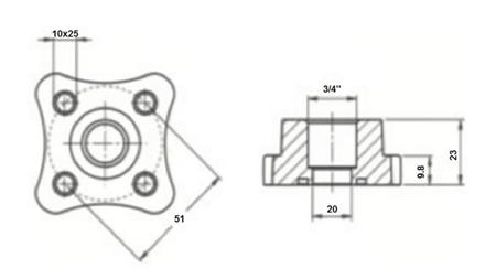 SLANGEFORBINDELSE 3/4 - FLAD FLANGE fi 50