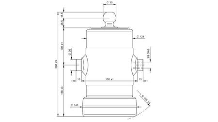 TELESCOPISK CYLINDER UNIMOG 5 TRIN 750mm x124