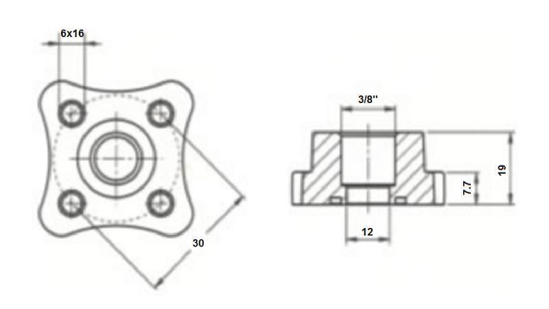 RØRFORBINDELSE 3/8 - RETT FLANGE fi 30