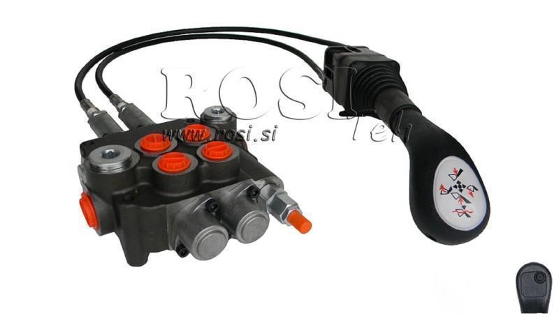 JOYSTICK 1x KNAP MED PULLEY 2 m OG HYDRAULISK VENTIL 2xP80 l.