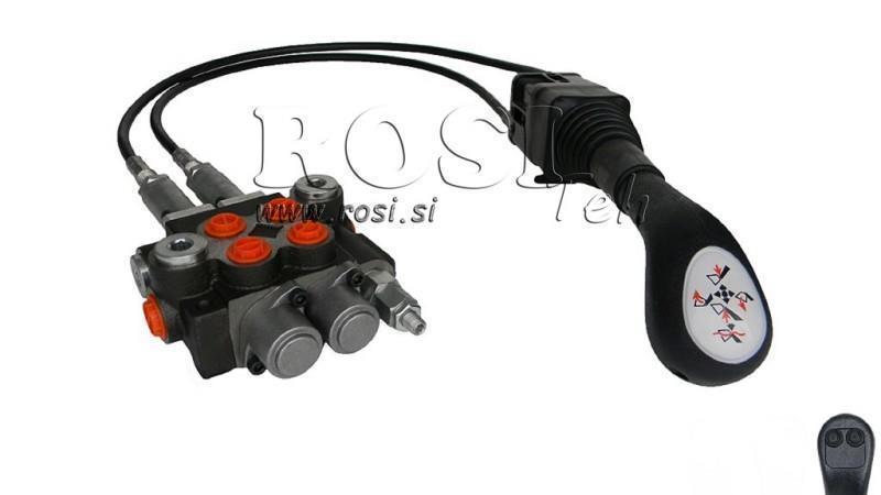JOYSTICK 2x KNAP MED RULLE 1.5 m OG HYDRAULISK VENTIL 2xP40 l.