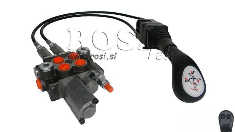 JOYSTICK 2x KNAP MED RULLE 2 m OG HYDRAULISK VENTIL 2xP40 l. FLYDENDE