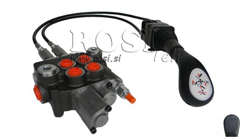 JOYSTICK UDEN KNAP MED KABEL 3 m OG HYDRAULISK VENTIL 2xP80 liter. FLYDENDE