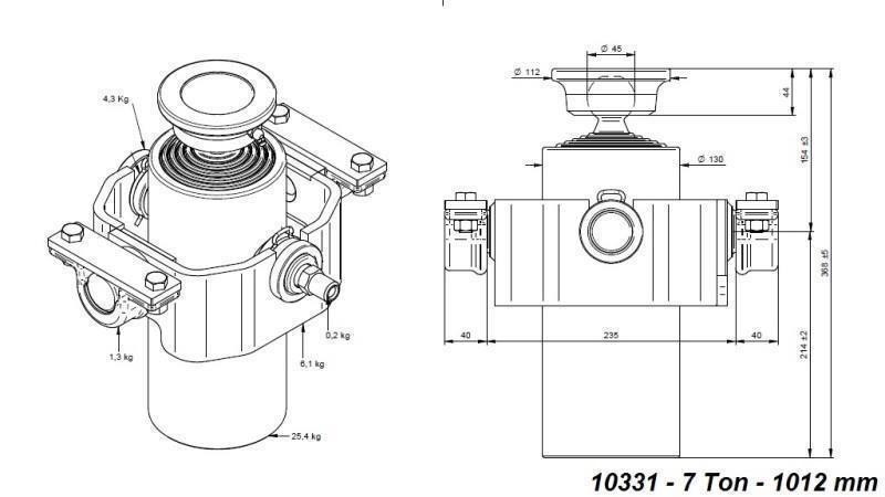 TELESKOPSKI CILINDER COMPACT 5 STOPENJ 1012mm x125 -KROGLA