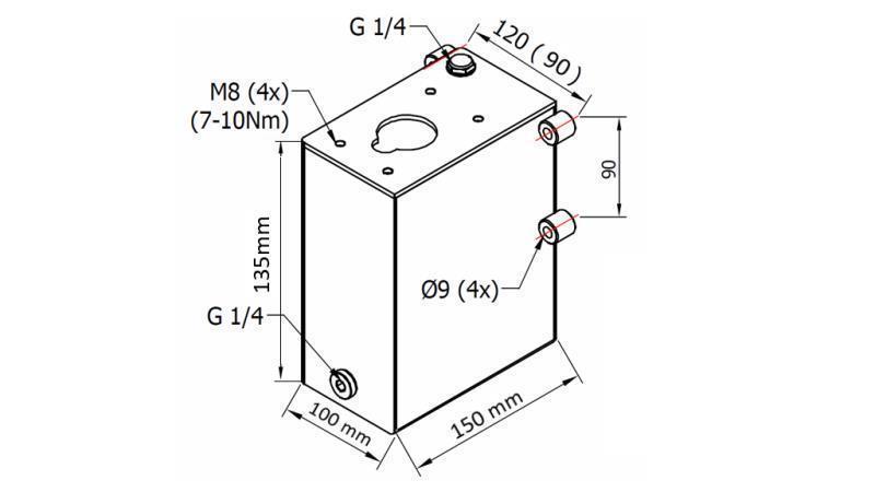RESERVOIR 1L TIL HÅNDPUMPE - dimensioner